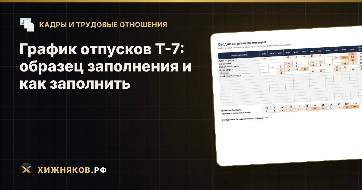 График отпусков Т-7: образец заполнения и как заполнить