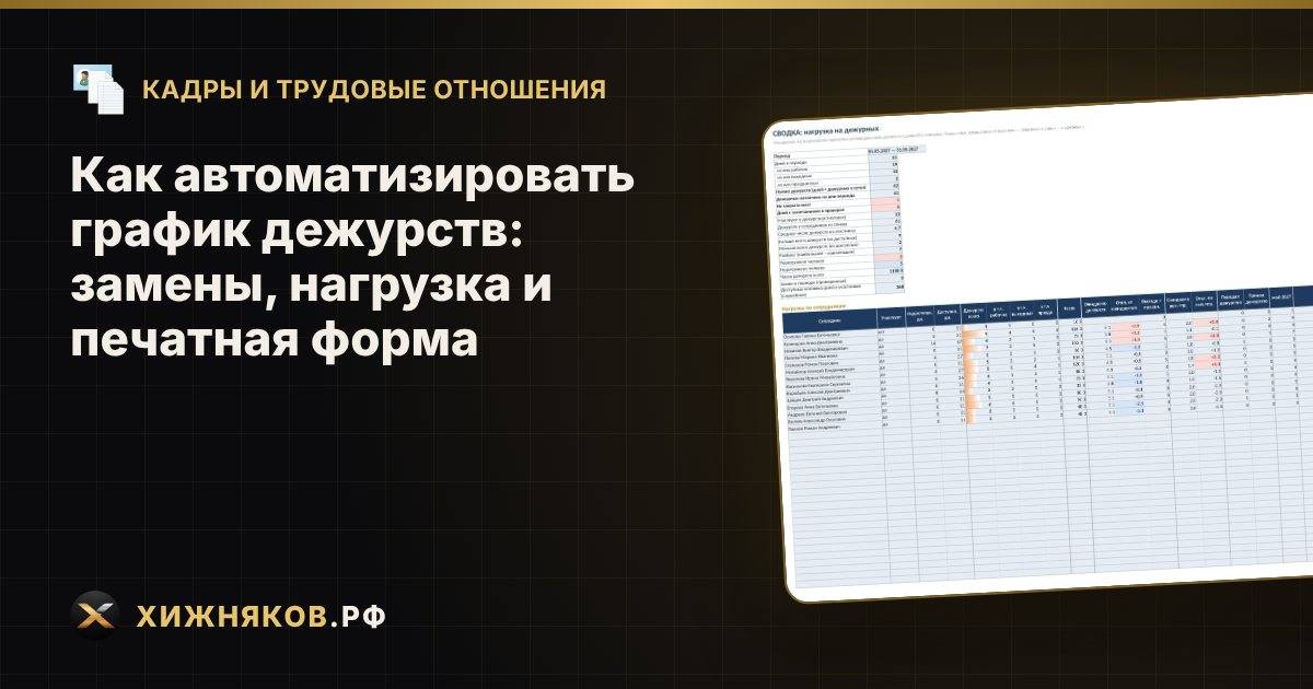 Как автоматизировать график дежурств: замены, нагрузка и печатная форма
