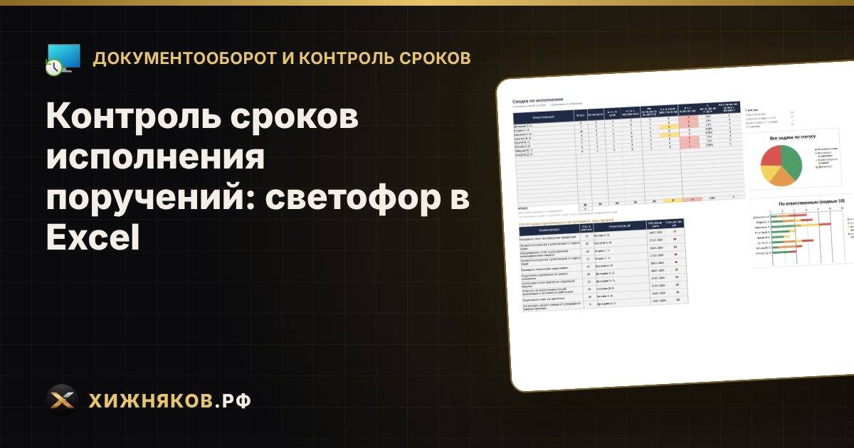 Контроль сроков исполнения поручений: светофор в Excel