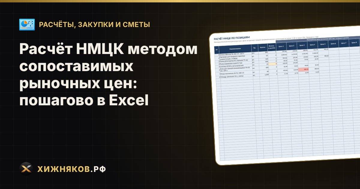 Расчёт НМЦК методом сопоставимых рыночных цен: пошагово в Excel