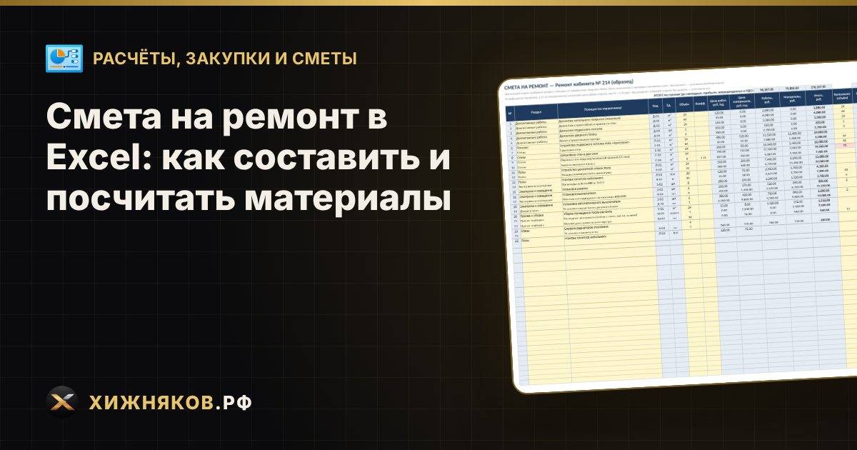 Смета на ремонт в Excel: как составить и посчитать материалы