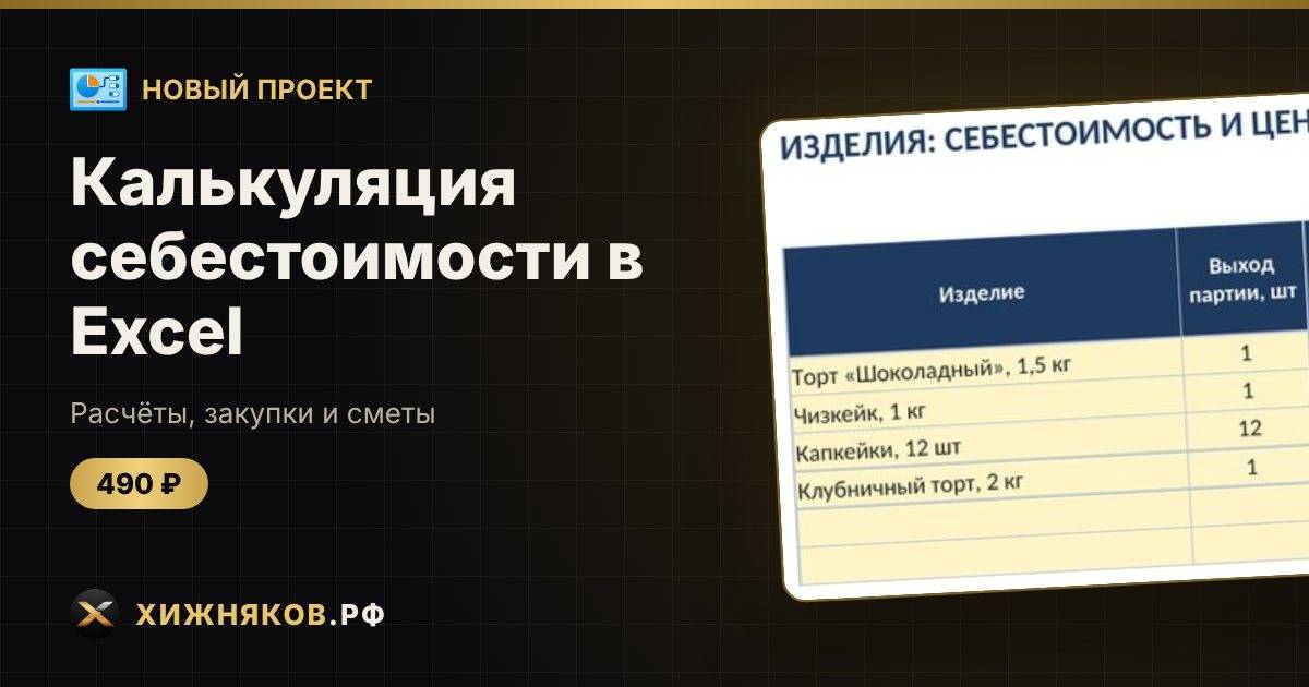 π ΠΠΎΠ²ΡΠΉ ΠΏΡΠΎΠ΅ΠΊΡ: ΠΠ°Π»ΡΠΊΡΠ»ΡΡΠΈΡ ΡΠ΅Π±Π΅ΡΡΠΎΠΈΠΌΠΎΡΡΠΈ Π² Excel