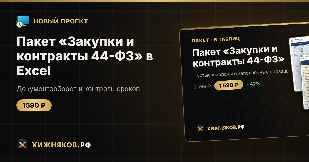 ΠΠ°ΠΊΠ΅Ρ Β«ΠΠ°ΠΊΡΠΏΠΊΠΈ ΠΈ ΠΊΠΎΠ½ΡΡΠ°ΠΊΡΡ 44-Π€ΠΒ» Π² Excel β ΡΠΎΡΠΎ 1