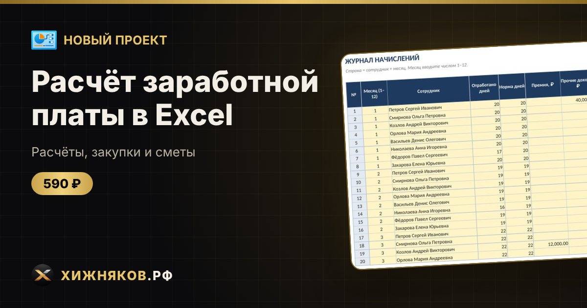 🆕 Новый проект: Расчёт заработной платы в Excel