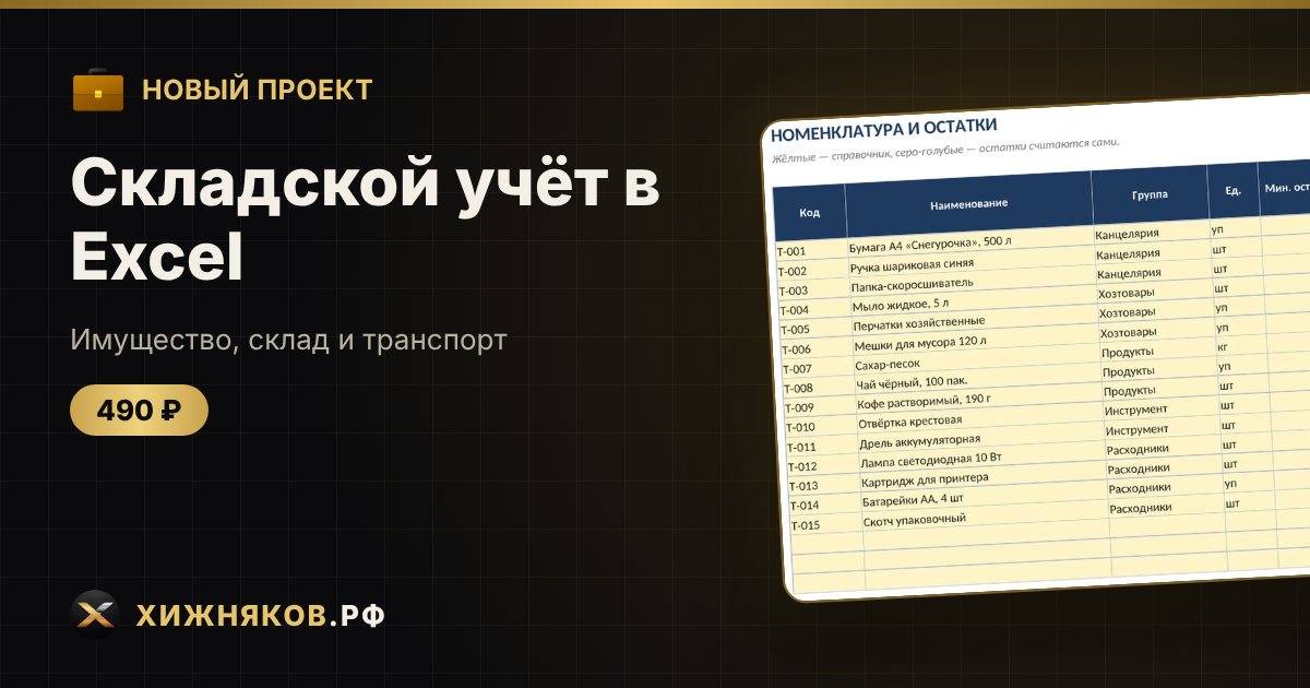 π ΠΠΎΠ²ΡΠΉ ΠΏΡΠΎΠ΅ΠΊΡ: Π‘ΠΊΠ»Π°Π΄ΡΠΊΠΎΠΉ ΡΡΡΡ Π² Excel
