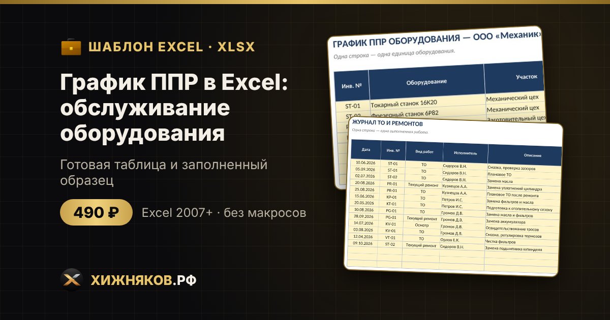 График ППР в Excel: обслуживание оборудования