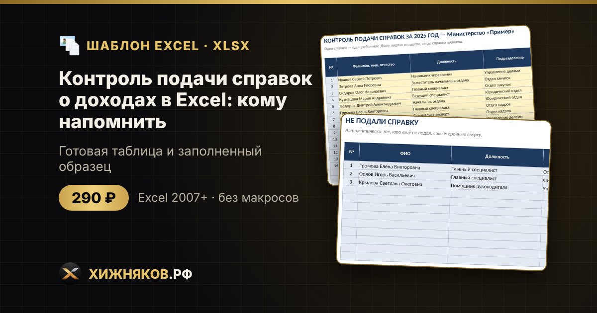 Контроль подачи справок о доходах в Excel: кому напомнить