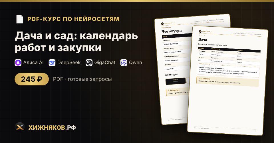 Курс: Дача и сад: календарь работ и закупки