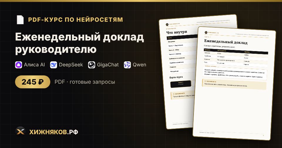 Курс: Еженедельный доклад руководителю