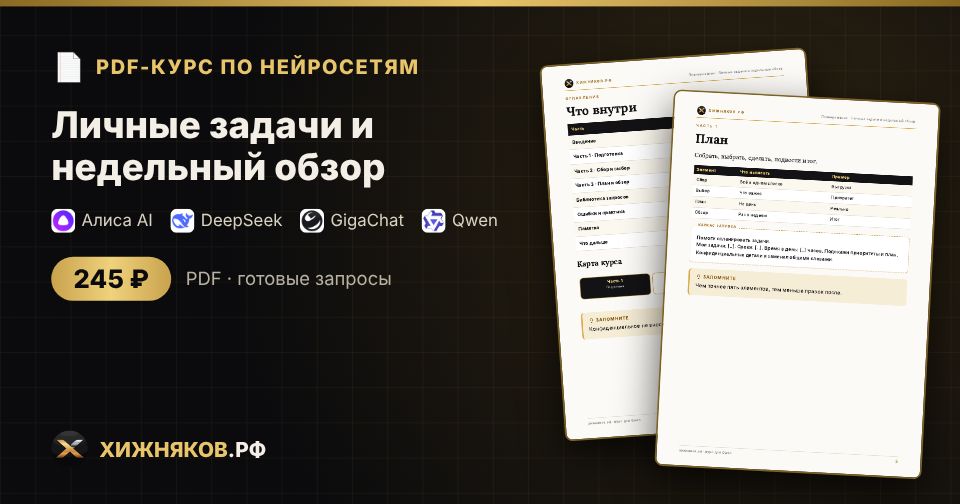 Курс: Личные задачи и недельный обзор