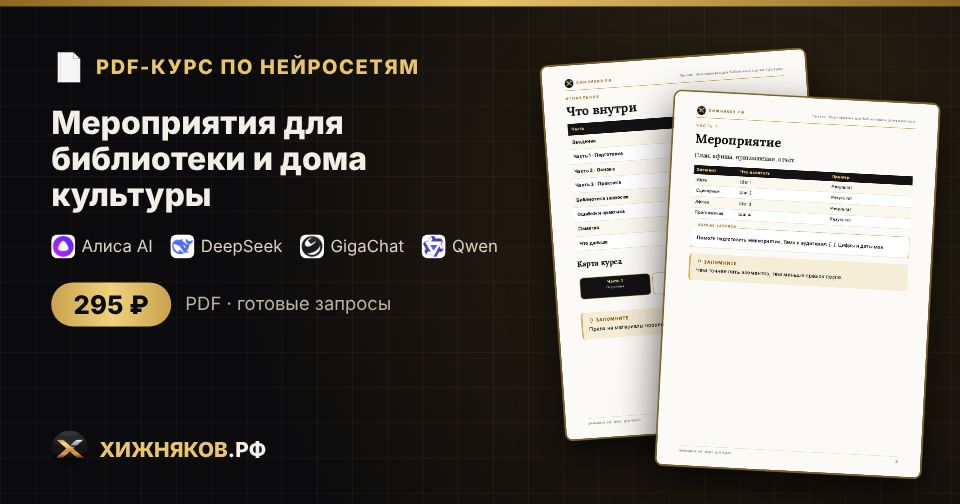 Курс: Мероприятия для библиотеки и дома культуры