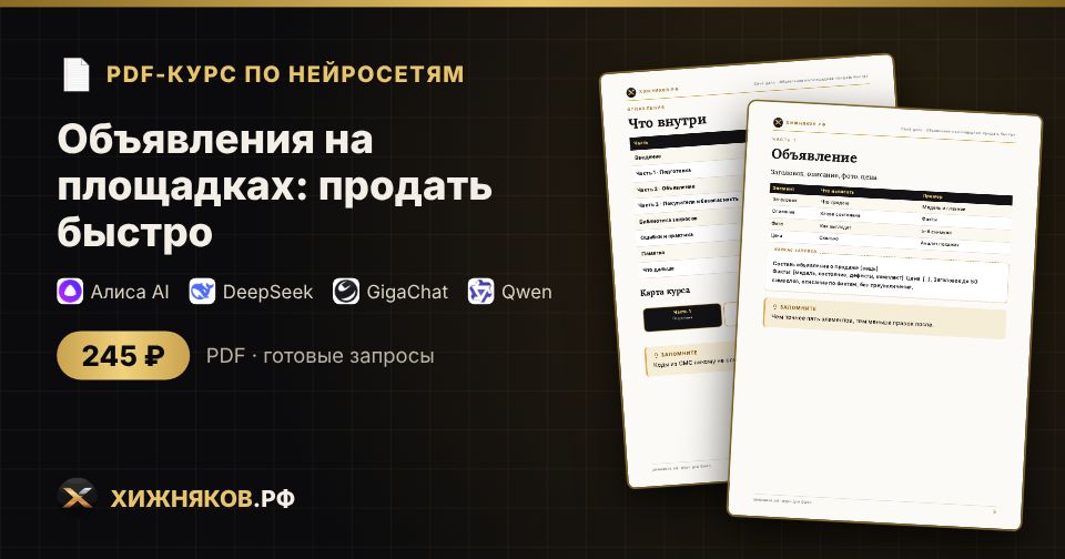 Курс: Объявления на площадках: продать быстро