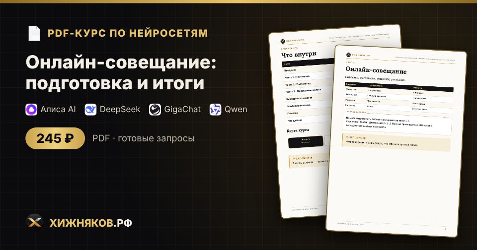 Курс: Онлайн-совещание: подготовка и итоги
