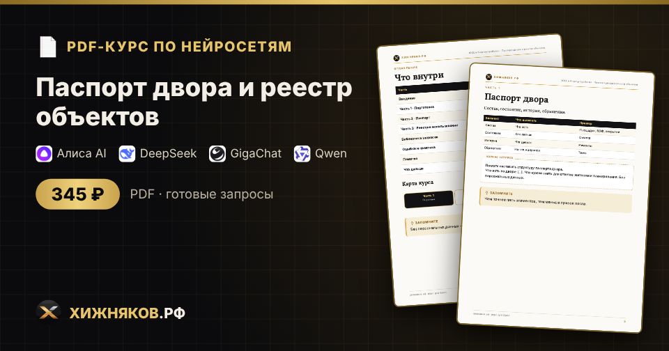 Курс: Паспорт двора и реестр объектов