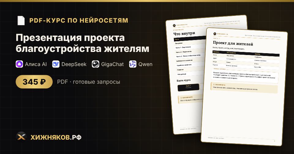 Курс: Презентация проекта благоустройства жителям