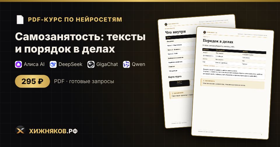 Курс: Самозанятость: тексты и порядок в делах