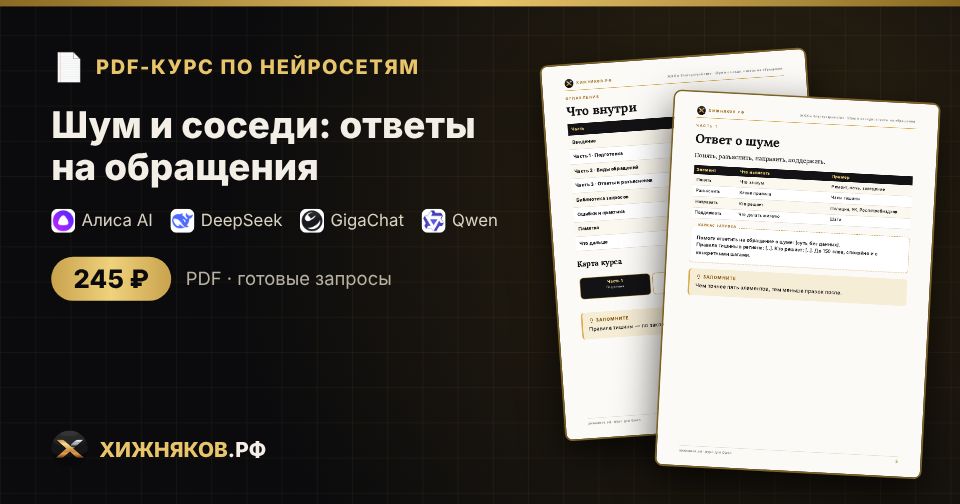 Курс: Шум и соседи: ответы на обращения