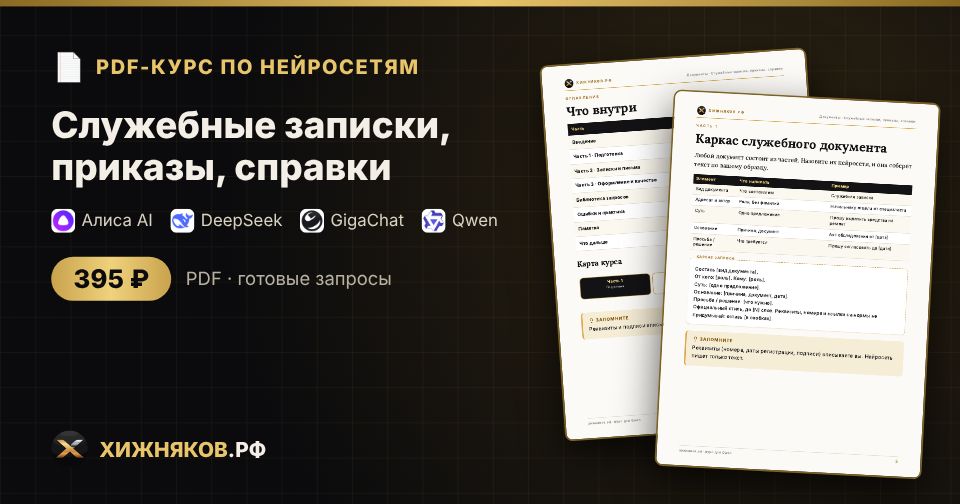 Курс: Служебные записки, приказы, справки