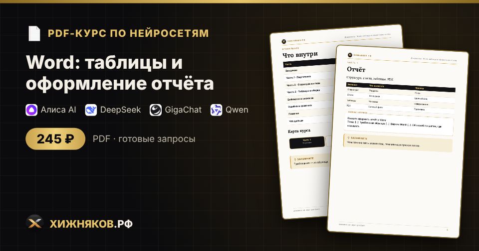 Курс: Word: таблицы и оформление отчёта