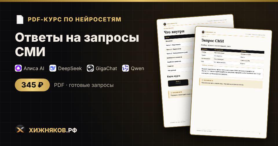 Курс: Ответы на запросы СМИ