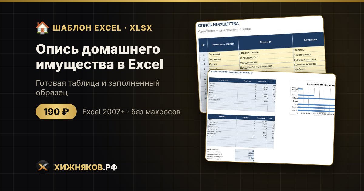 Опись домашнего имущества в Excel: что есть, где лежит и сколько стоит